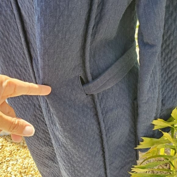 Rag & Bone Quilted Rope Accent Navy Blue Cotton Wrap Long Sleeved Coat - Picture 4 of 16